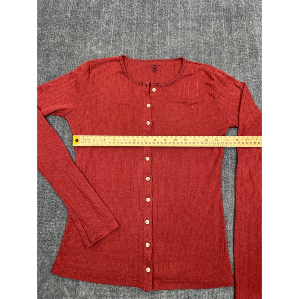 Brandy Melville Rust Red Pointelle Button Down Long Sleeve Cardigan Top NEW - Picture 8 of 11